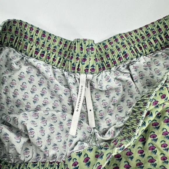Anthropologie Eyelet Micro Pajama Shorts in Green Motif 100% Cotton - Picture 5 of 7